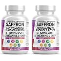 Clean Nutraceuticals Saffron Supplements Extract 100mg + Ashwagandha L-Theanine 200mg - Mood Support Ginkgo Biloba, St. John's Wort, Rhodiola Rosea & 5-HTP Capsules Pills Men Women (Pack of 2)