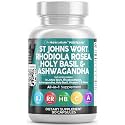 Clean Nutraceuticals St Johns Wort Rhodiola Rosea Holy Basil Ashwagandha - Mood Support for Women and Men with Vitamin C & Black Pepper Extract - 90 Caps