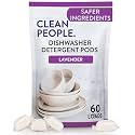 The Clean People Dishwasher Detergent Pods | Cuts Grease and Rinses Sparkling Clean | Residue-Free | Lavender, 60 Pack