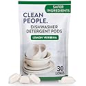 The Clean People Dishwasher Pods - Cuts Grease &amp; Rinses Sparkling Clean - Residue-Free - Phosphate Free Dishwashing Pods - Lemon, 30 Pack