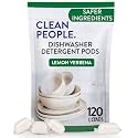 The Clean People Dishwasher Pods - Cuts Grease &amp; Rinses Sparkling Clean - Residue-Free - Phosphate Free Dishwashing Pods (120 Count, Lemon Verbena)