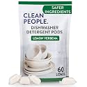 The Clean People Dishwasher Pods - Cuts Grease &amp; Rinses Sparkling Clean - Residue-Free - Phosphate Free Dishwashing Pods (60 Count, Lemon Verbena)