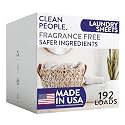 The Clean People Fragrance Free Laundry Detergent Sheets - Laundry Soap - Ultra Concentrated, Recyclable Packaging, Stain Fighting - Fragrance Free, 192 Pack