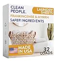 The Clean People Laundry Detergent Sheets - Laundry Soap - Ultra Concentrated, Recyclable Packaging, Stain Fighting - Frankincense &amp; Myrrh, 32 Pack