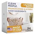 The Clean People Laundry Detergent Sheets - Laundry Soap - Ultra Concentrated, Recyclable Packaging, Stain Fighting - Frankincense &amp; Myrrh, 96 Pack