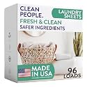 The Clean People Laundry Detergent Sheets - Laundry Soap - Ultra Concentrated, Recyclable Packaging, Stain Fighting - Fresh Scent, 96 Pack