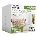 The Clean People Laundry Detergent Sheets - Laundry Soap - Ultra Concentrated, Recyclable Packaging, Stain Fighting - Pistachio Vanilla, 192 Pack
