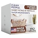The Clean People Laundry Detergent Sheets - Laundry Soap - Ultra Concentrated, Recyclable Packaging, Stain Fighting - Sweet Petals &amp; Vanilla, 192 Pack