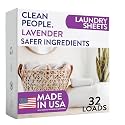 The Clean People Laundry Detergent Sheets - Laundry Soap - Ultra Concentrated, Recyclable Packaging, Stain Fighting - Lavender, 32 Pack