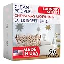 The Clean People Laundry Detergent Sheets - Laundry Soap - Ultra Concentrated, Recyclable Packaging, Stain Fighting - Christmas Morning (96 Count)