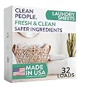 The Clean People Laundry Detergent Sheets - Laundry Soap - Ultra Concentrated, Recyclable Packaging, Stain Fighting - Fresh Scent, 32 Pack