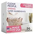 The Clean People Laundry Detergent Sheets - Laundry Soap - Ultra Concentrated, Recyclable Packaging, Stain Fighting - Spring Scent, 96 Pack