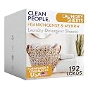 The Clean People Laundry Detergent Sheets - Laundry Soap - Ultra Concentrated, Recyclable Packaging, Stain Fighting - Frankincense &amp; Myrrh, 192 Pack