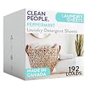 The Clean People Laundry Detergent Sheets - Laundry Soap - Ultra Concentrated, Recyclable Packaging, Stain Fighting - Peppermint, 192 Pack