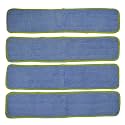 CleanAide Super Absorbent Microfiber Wet Mop Pad Refills with Hook & Loop Backing for Home & Commercial Use, Washable & Reusable, Pull Tab for Easy Removal, Traps Dirt & Pet Hair, 24", 4-Pack, Green