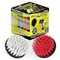 Cleaning Supplies - Drill Brush - Grout Cleaner - Soft White/Stiff Red Spin Brush Combo - Boat, Auto, Truck - Scrub Brush - Algae, Moss, Mold, and Mildew - Bird Bath - Garden Statues - Granite