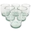 Clear 10 oz Tumblers (set of 6), Hand Blown Mexican Glassware, Recycled Glass Drinking Glasses, Lead-Free, Cocktail Margarita Glasses, Wine Glasses, Shot Glasses, Whiskey Glasses (Tumbler)