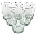Clear 14 oz Drinking Glasses (Set of 6) | Hand Blown Mexican Glassware | Recycled Glass Drinking Glasses for Water, Juice, Margarita, Cocktails &amp; Whiskey, Lead-Free Toxin Free