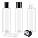 Clear 200ML/6.8OZ Travel Size Toiletries, 3 Pack Plastic Travel Bottles, Double Leak Proof Travel Size Containers for Shampoo, Lotion, Body Wash, Refillable Empty Travel Bottles with 6pcs Labels