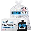 Clear 6-10 Gallon Trash Bags – Bulk 1040 Count – 8 Gallon Garbage Bags on Roll – Unscented Waste Basket Liners, Office Trash Can Liners for Home, Bathroom, Commercial, Janitorial, Industrial Use