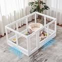 Clear-air Dog Playpen Indoor Acrylic Pen, 24" H, White, 10 Panels