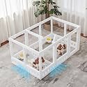 Clear-air Dog Playpen Indoor Acrylic Pen, 24" H, White, 12 Panels
