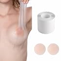 EMOET Clear Boob Tape,Self-Adhesive Bra Tape for Breast Lift with 2 Pair Reusable Silicone Nipple Covers,Suitable for A-G,Replace Your Bra-Instant Bob Tape,Boobytape for Breast Push Up&Strapless Dress