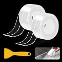 Fixmend Clear Caulk Tape, 2 Roll Transparent Caulk Strip Waterproof Self Adhesive, Caulking Sealant Tape for Kitchen, Countertop, Bathroom, Sink, Shower, Bathtub, Toilet Edge Protector(1.5" x 10.5Ft)