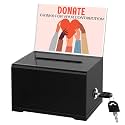 Clear Donation Box with Lock & Sign Holder, Versatile for Fundraising, Ballot Voting, Suggestions, and Tips Jar, Secure Storage Design, Size 6.2x4.6x4.0 Inch, Clear 2 Pack