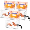 Clear Donation Box with Lock & Sign Holder, Versatile for Fundraising, Ballot Voting, Suggestions, and Tips Jar, Secure Storage Design, Size 6.2x4.6x4.0 Inch, Clear 2 Pack