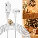 Clear Extension Cord 12FT, 3 Outlet Flat Plug, 2×18 AWG 7A, 1Pack