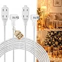 Clear Extension Cord, 4FT Flat Plug, 3 Outlets, 2 Prong, 2 Pack