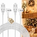 Clear Extension Cord, 9FT Flat Plug, 3 Outlets, 2 Prong, 2 Pack