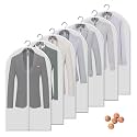 Clear Garment Bags for Hanging Clothes with 5 Cedar Balls, 7 Pack 40 Inch