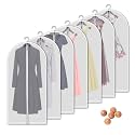 Clear Garment Bags for Hanging Clothes, 60 Inch, 7 Pack with 5 Cedar Balls