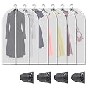 Clear Garment Bags for Hanging Clothes, 7 Pack 60 Inch, with 4 Shoe Bags