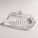 Clear Glass Butter Dish with Lid, Covered Butter Stick Holder Tray, Crystal Glass Butter Storage Container for Fridge Countertop