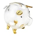 Clear Glass Pig Piggy Bank Money Saving Box Gift Storage Pot Money Bank Saving Jar for Boy Christmas Kids New Year, Gold 9x8cm