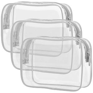 clear makeup bag packism waterproof tsa approved toiletry bag quart size bag clear makeup bags with zipper travel cosmetic bag carry on airport airline compliant bag 3 pack grey