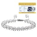 Clear Quartz Bracelet for Women Men with Healing Crystal and Reiki Stone - Beautiful Gemstone Adjustable Beaded Bracelet for Balance, Harmony &amp; Positive Energy