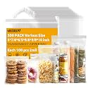 Clear Resealable Zip Bags, 5 Sizes, 500 Count, 2 Mil