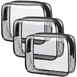 clear toiletry bag packism 3 pack tsa approved toiletry bag quart size bag travel makeup cosmetic bag for women men carry on airport airline compliant bag black-black