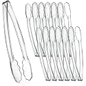 [Clear Tongs 12'' Inches] Plasticpro 12'' Serving Tongs Heavy Duty Reusable Kitchen and BBQ Clear Serving Tongs for party's, Caterings, Events, Buffet, Weddings, And every Day use Pack of 12