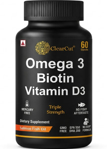 clearcut omega 3 capsule fish oil biotin vitamin d3 triple strength heart hair joints