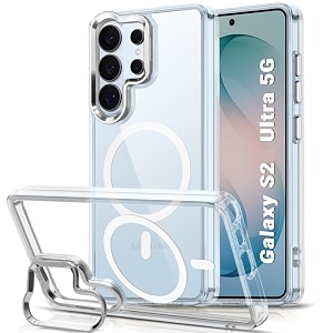 clearshield magpro with stand samsung galaxy s25 ultra 5g hybrid pc amp tpu shockproof design 360 degree protection crystal clear case anti-scratch armor cover magsafe compatible strong magnetic