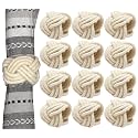 CLEENTABLE Cotton Jute Napkin Rings, Set of 12, Off White