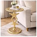 CLEENTABLE End Table Gold Star Round Metal End Table, 15x19
