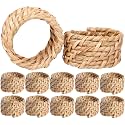 CLEENTABLE Jute Napkin Rings, Set of 12, Natural