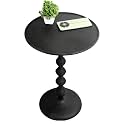 CLEENTABLE Round Metal Accent End Table, Hammered Top, 21 in, Black