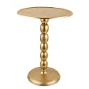 CLEENTABLE Zigzag Round Metal End Table, Gold, 21 in. H x 15 in. W